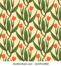 tulips hand drawn pattern template vector