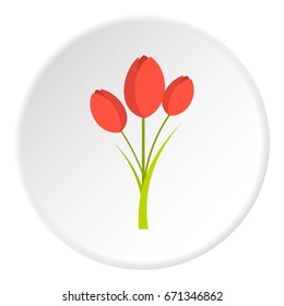 Tulips icon in flat circle isolated vector illustration for web