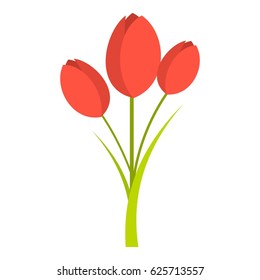Tulips icon flat isolated on white background vector illustration