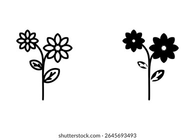 Ícone de tulipas definido no plano de fundo branco	
