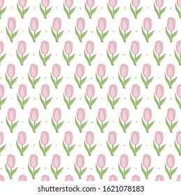 Tulips with leaves gentle background in pastel colors, vector illustration