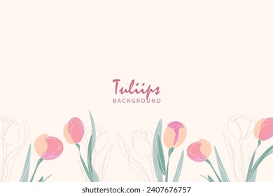 Tulips line arts background. Tulips line arts plant hand drawn vector set on transparent background.Vector illustration. Tulip flower bouquet with line pattern on white