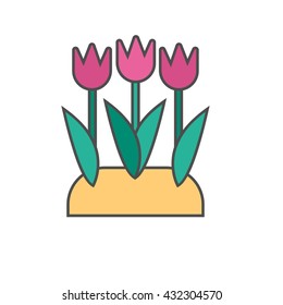 Tulips Line Icon