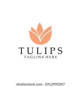 tulips logo vector film icon illustration template design