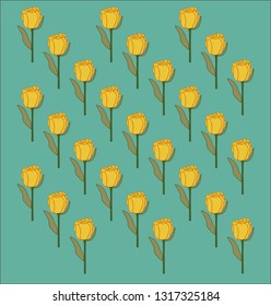 tulips on the green background