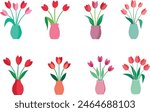 tulips on vase vector art illustration