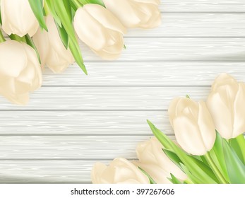 Tulips on white background. EPS 10 vector file included