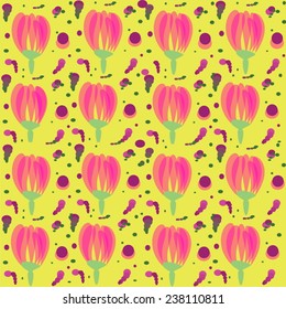 Tulips on a yellow background
