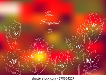 tulips paint on blurry background