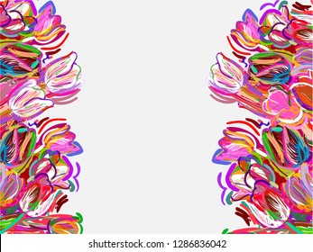 tulips painted style vector card