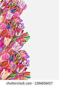 tulips painted style vector card