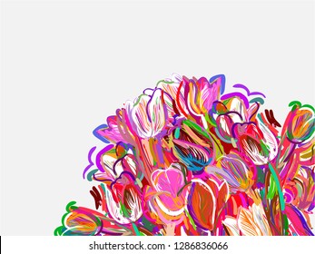 tulips painted style vector card