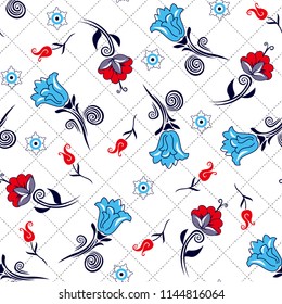 Tulips pattern and floral isolated design on diagonal dashed lines for textile pattern,fashion print,fabric 