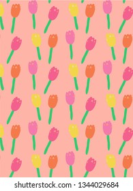 Tulips pattern vector background.
