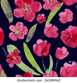 Tulips pattern. Watercolor