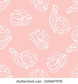 Tulips  pink  pattern. Hand-drawn flowers for wedding, wrapping paper and textiles.