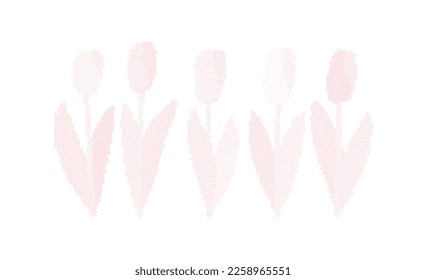 tulips pink square halftone vector illustration