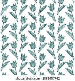 Tulips seamless pattern for cover, background, textile design, made in vector. Flower pattern.