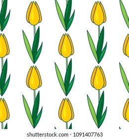 Tulips seamless pattern for cover, background, textile design, made in vector. Flower pattern.