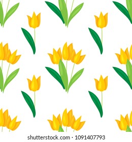 Tulips seamless pattern for cover, background, textile design, made in vector. Flower pattern.