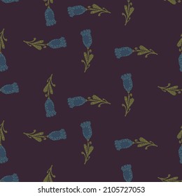 Tulips seamless pattern. Cute hand drawn flowers background. Repeated texture in doodle style for fabric wrapping paper, wallpaper, tissue. Vector illustration.