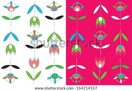 Tulips seamless pattern set simple design