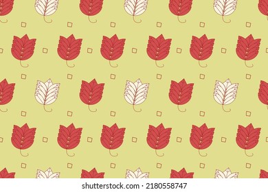 Tulpen nahtloses Muster. Traditionell handgezeichnet blühender Hintergrund. Wiederholte Textur im Doodle-Stil für Papier, Tapete, Gewebe. chinesischer Stil. Vektorgrafik