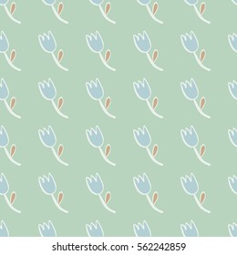 Tulips seamless pattern. Vector background.