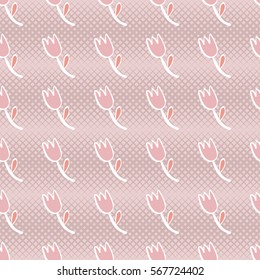 Tulips seamless pattern. Vector background.