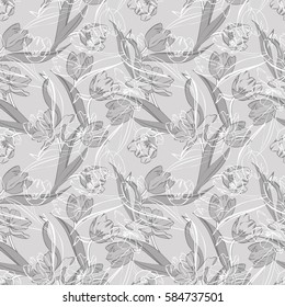 Tulips seamless pattern. Vector Background.
