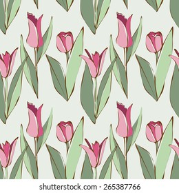Tulips seamless pattern, vector eps 8