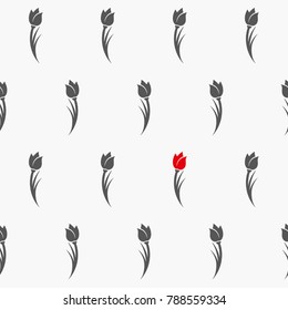 Tulips seamless pattern. Vector simple background with flowering tulips.