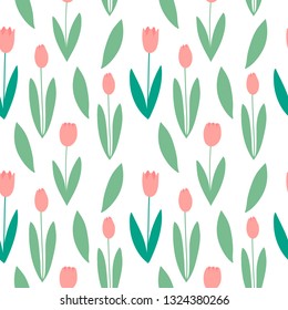 Tulips seamless pattern.Vector illustration  for wrapping paper, textile, background vector fill.