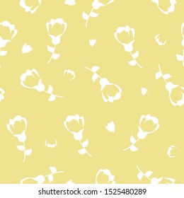 Tulips seamless vector pattern. Modern abstract style floral surface design for fabric, background, wrapping paper, print
