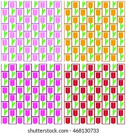 tulips seamless vector texture four colors