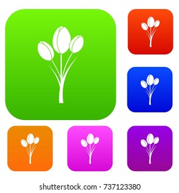 Tulips set icon color in flat style isolated on white. Collection sings vector illustration
