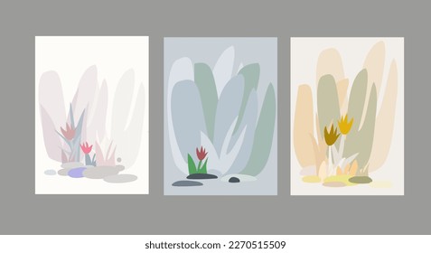 Tulips shapes background template. for banners. Modern trendy graphic design. Colourful collection set. Book cover, poster flier book mark uses.