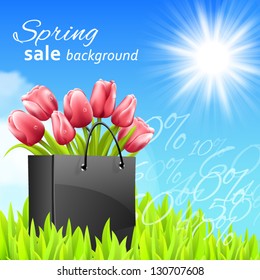 Tulips, shoppin bag, sale