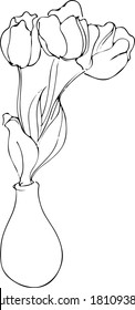 a Tulips are in a small vase