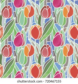 tulips soft color pattern textured vector