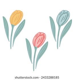 Tulips springtime flat design set