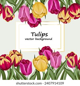 Tulips vector background design for greeting cards and wedding invitations, hand drawn vector