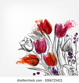 tulips vector card simple