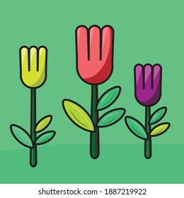 Tulips Vector. Flower Character Vectors