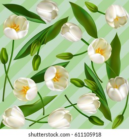 Tulips Vector illustration. Springtime. Realistic Flowers.