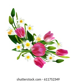Tulips Vector illustration. Springtime. Realistic Flowers.