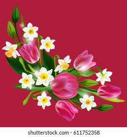Tulips Vector illustration. Springtime. Realistic Flowers.