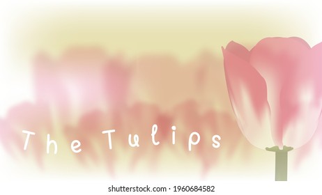 Tulips watercolor landscape painting Vector drawing for design work.