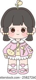 "Tulip-themed avatar with cute accessories. Includes Korean text '사랑스러운 튤립 아바타' meaning 'Adorable Tulip Avatar' in English."
