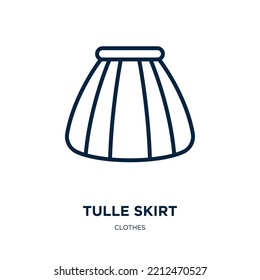 tulle skirt icon from clothes collection. Thin linear tulle skirt, cute, skirt outline icon isolated on white background. Line vector tulle skirt sign, symbol for web and mobile
